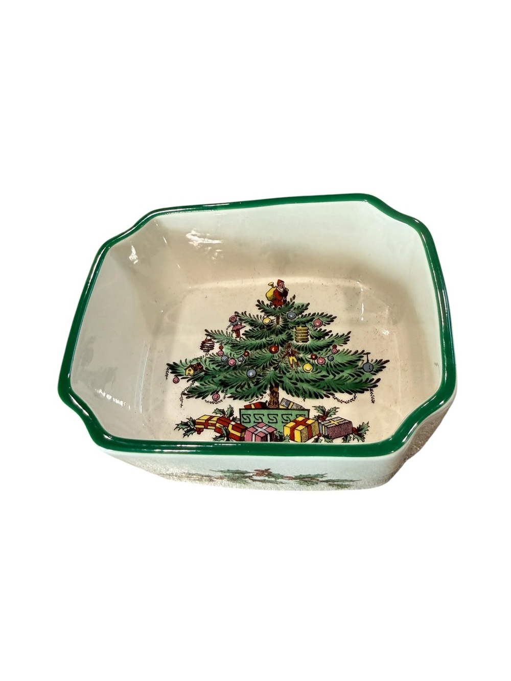 Spode Small Candy Nut or Sweetener Dish Made in England Christmas Tree Pattern